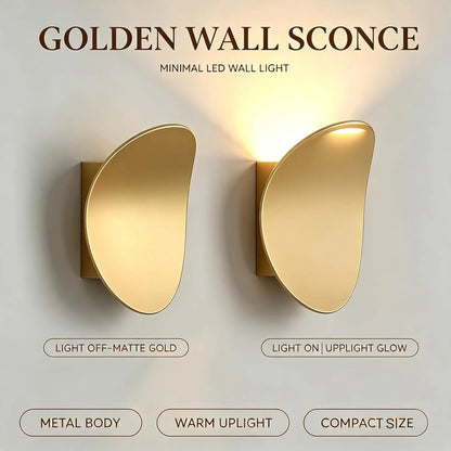 Modern Minimalist Arc LED Wall Sconce, Gold 5W Warm White 3000K