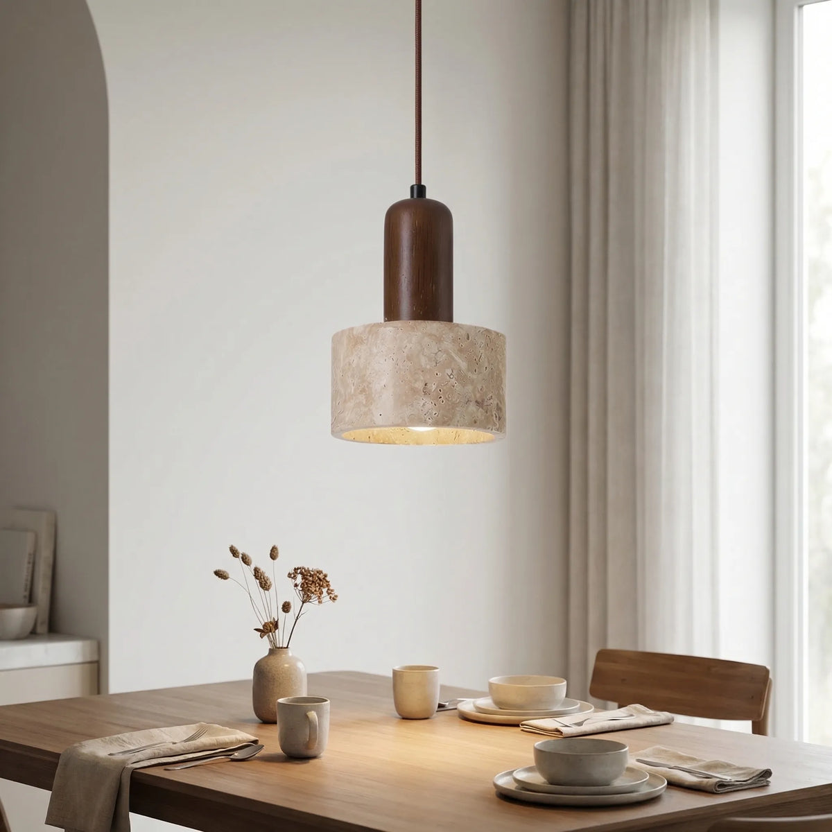 Stravelle - Natural Stone Cylindrical Pendant Lamp