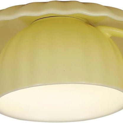 Modern Ceramic Teacup Flush Mount Ceiling Light, Decorative Recessed Fixture for Cafés, Bedrooms & Closets