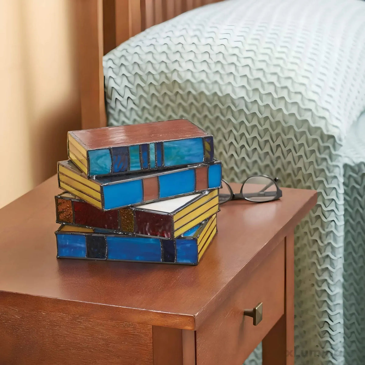 Book Lamp | Stained Glass Handcrafted Art Lighting | Decorative Accent