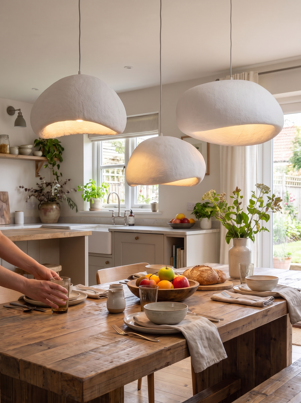 Zenith glow chandelier installed above a dining table