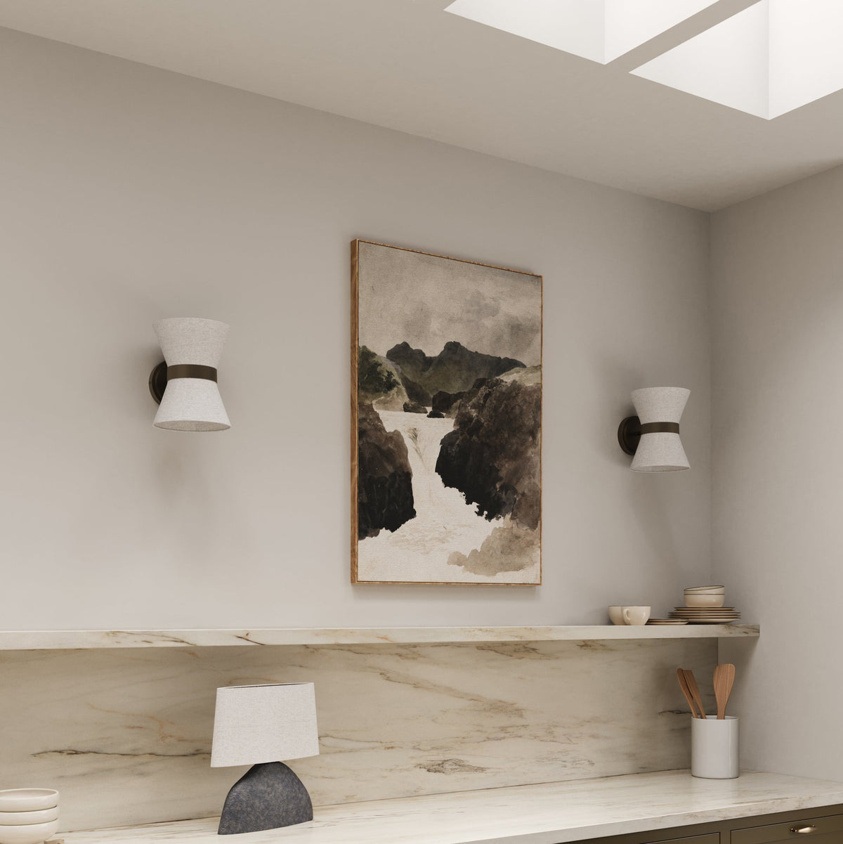 Wall Light | Bronze & Linen | Classic Modern Elegant Indoor Sconce