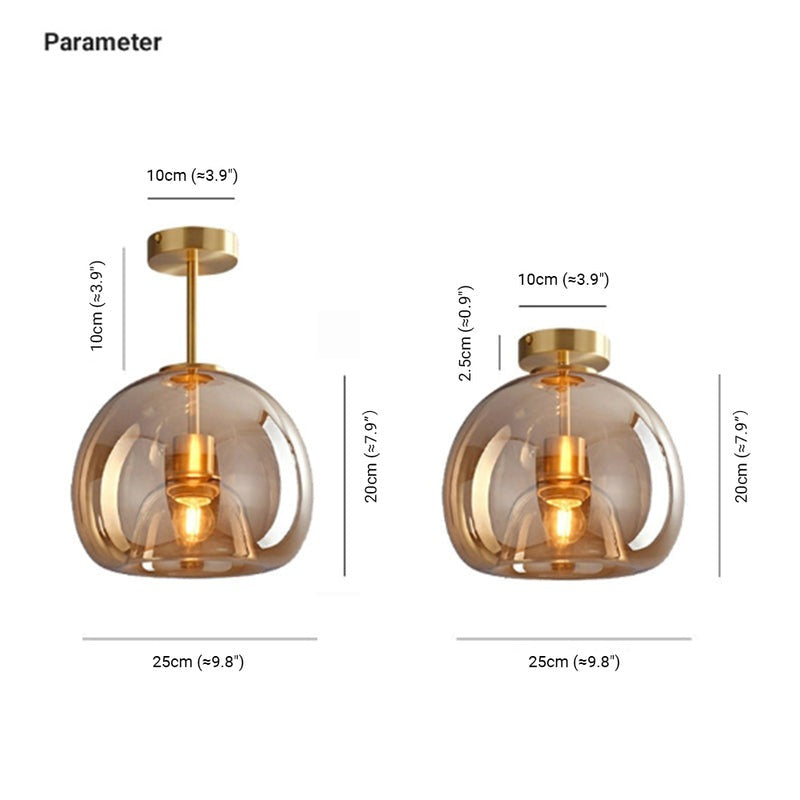 Bubble Glass Pendant Light | Vintage Retro Amber Ceiling Lamp
